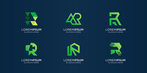Abstract collection initials R logo template icons for business of technology, fashion, identity.