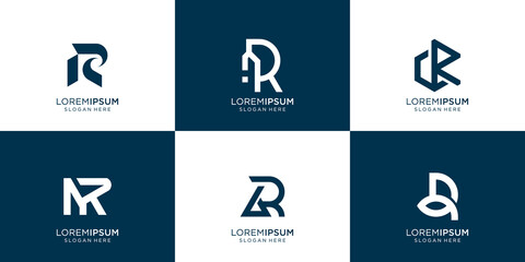 modern monogram initial letter r logo design. logotype for business company, technology, computer.