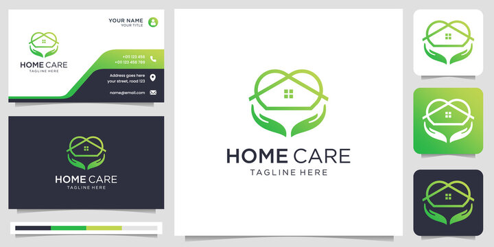 Nature house logo combined hand care with green color, can be used as symbols your company.