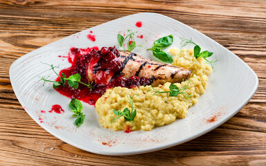 grilled chicken breast fillet risotto