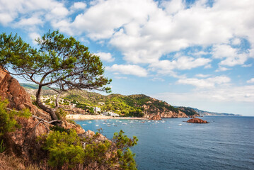 Fototapeta na wymiar Tossa De Mar, Catalonia, Spain. Picturesque Costa Brava coast with beautiful beaches and clean turquoise water.