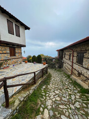 Fototapeta na wymiar Architecture at Old Panteleimonas village in Greece, near Platamonas castle