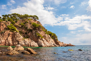 Fototapeta premium Tossa De Mar, Catalonia, Spain. Picturesque Costa Brava coast with beautiful beaches and clean turquoise water.