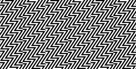 Zig-zag creative background. Black white striped seamless pattern. Op art, optical illusion. Vector texture.