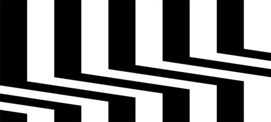 Futuristic technologic background by elements of hexagon. Black white striped seamless pattern. Op art, optical illusion. Vector texture.