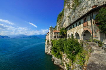 Fototapeta na wymiar Monastery of Santa Caterina by Lake Maggiore. Lombardy, Italy, Europe