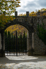 Iron entrance doors in bodega, Douro river valley, wine making industry in Portugal