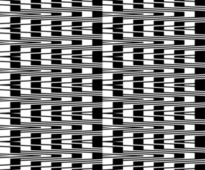 TV screen glitch, bad signal effect. Seamless black white pattern. Geometric and minimal vector texture. Op art, optical illusion.