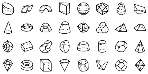 Geometric figures line vector doodle simple icon set
