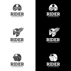 retro motorcycle helmet logo vector illustration. suitable for company logo, print, digital, icon, apps, and other marketing material purpose. motorcycle helmet logo set