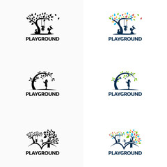 Playground Vector Logo Illustration. Playgroup, preschool, kindergarten logo template