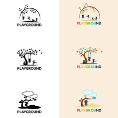 Playground Vector Logo Illustration. Playgroup, preschool, kindergarten logo template