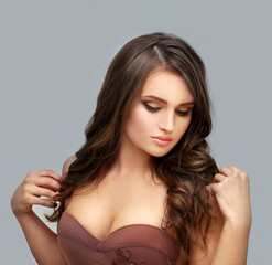 Naklejka premium Beauty portrait of a young girl. Fresh Clean Skin