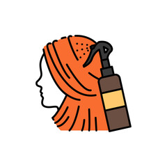 Woman hair styling color line icon. Beauty industry. Hairdresser service.