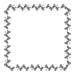 square shaped black frame made of plants on white isolated background