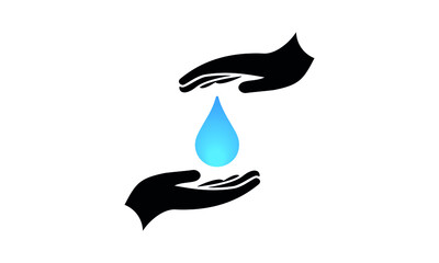 Hands holding drop of water, protection water symbol ,world water day