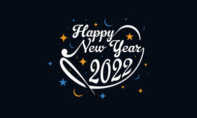 Fototapeta na wymiar 2022 Happy New Year logo text design. 2022 number design template. Collection of 2022 happy new year symbols. Vector illustration with blue dark isolated on background.