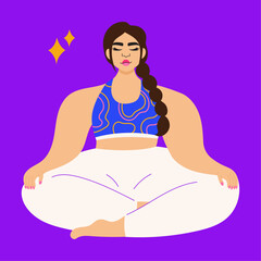 Illustration of woman meditating wearing bright sportswear