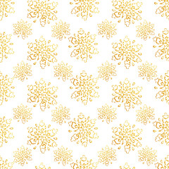 Hand drawn snowflake golden seamless pattern. Vector illustration for print, greeting card and invitation, t-shirt design, cover and fabric. 
