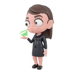 PNG File cute Businessman Cartoon SD Model 3D render Character. 3d rendering.