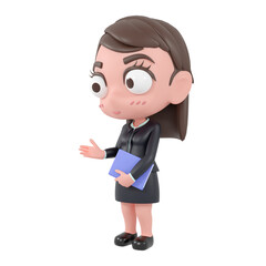 cute Businessman Cartoon SD Model 3D render Character. 3d rendering. clipping paht