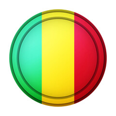 Fototapeta premium Glass light ball with flag of Mali. Round sphere, template icon. National symbol. Glossy realistic ball, 3D abstract vector illustration highlighted on a white background. Big bubble