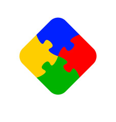 4 simple puzzle pieces connected together