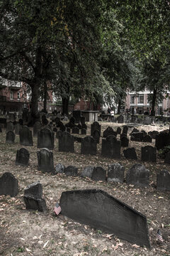 Boston Common's Burial Ground With Historic Figures From American Revolution