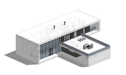 modern house architectural drawing 3d illustration