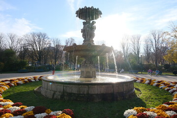 A fountain at the Champs-Elysées garden. The 12th November 2021, Paris, France. 