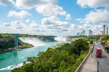 Famous Niagara Falls on a sunny day from Canadian side