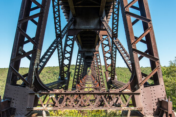 Destroyed historic Kinzua railway bridge after a Tornado went through, Pennsylvania