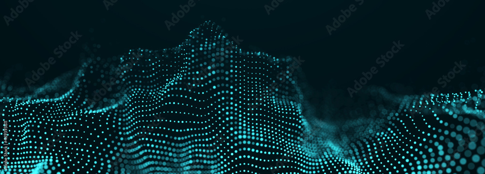 Aufkleber Abstract background of points. Cyber particles. Big data stream. 3d rendering