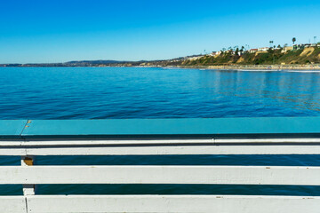 Coastal landscape view from San Clemente Pier in Orange County, California