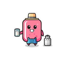 bubble gum cartoon as the dairy farmer