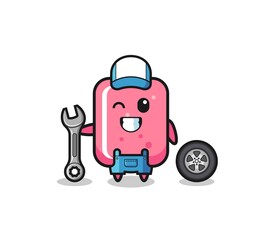 the bubble gum character as a mechanic mascot