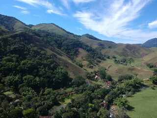 Aerial view of nature in Sana, Macaé, mountain region of Rio de Janeiro. Drone photo