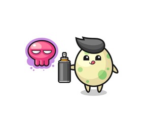 spotted egg cartoon make a graffiti with a spray paint