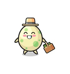 spotted egg herbalist character searching a herbal