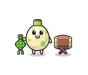 spotted egg muslim character are celebrating Eid Al Fitr