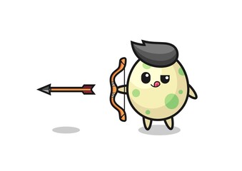 Obraz premium illustration of spotted egg character doing archery
