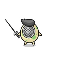 spotted egg earth cartoon as fencer mascot