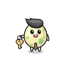 cute spotted egg as a real estate agent mascot