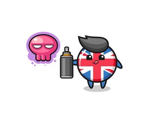 united kingdom flag cartoon make a graffiti with a spray paint