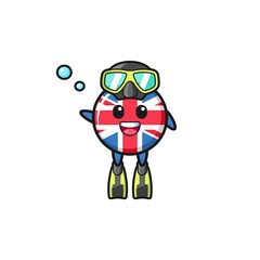 the united kingdom flag diver cartoon character