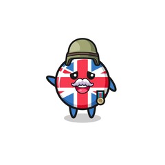 cute united kingdom flag as veteran cartoon