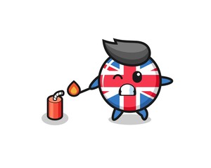 united kingdom flag mascot illustration playing firecracker