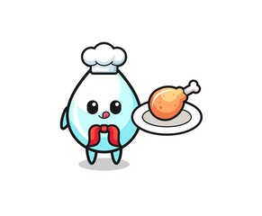 milk drop fried chicken chef cartoon character