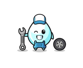 the milk drop character as a mechanic mascot