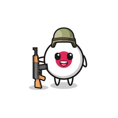 cute japan flag mascot as a soldier